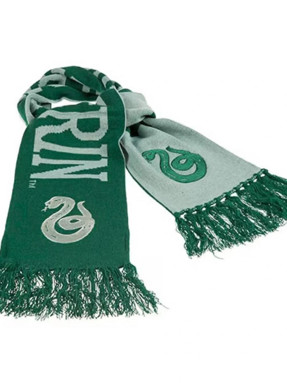 Harry Potter Slytherin House Serpent Crest Knit Scarf in Green and Silver